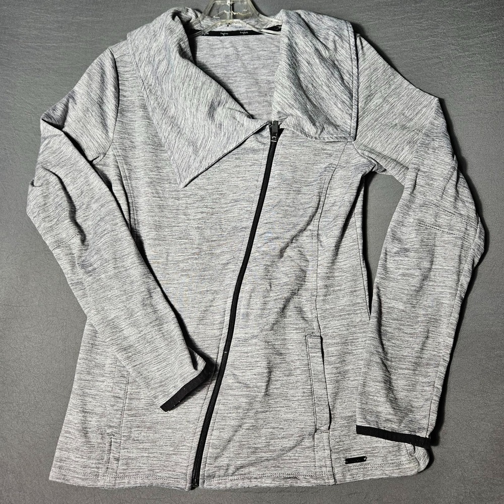 Hyba Asymmetric Zip Jacket Womens Small Heather Grey Athleisure Thumbholes